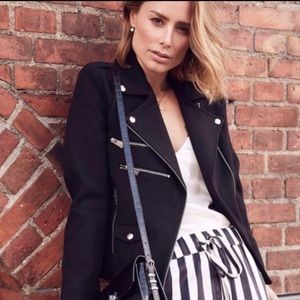 Anine Bing Felt Black Moto Biker Jacket Size XS‎